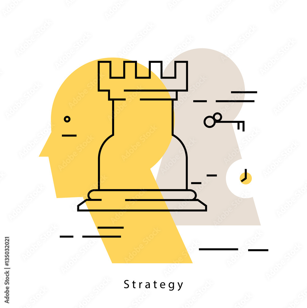 Poster strategic planning flat line business vector illustration design banner. analysis, problem solving b