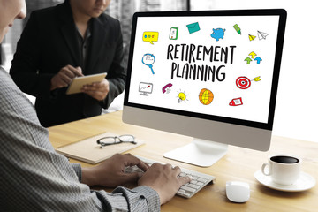 Retirement planning    woman and man at retirement financial pla