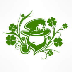 Leprechaun lucky symbols on white