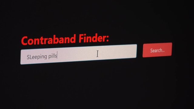 Buying Sleeping Pills using an online black market search website concept, contraband finder deep web service index 