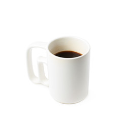 White ceramic cup of coffee isolated