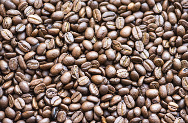 Close-up Coffee Beans, macro background, texture
