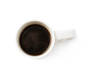 White ceramic cup of coffee isolated