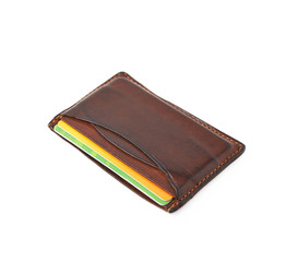 Leather card holder wallet isolated