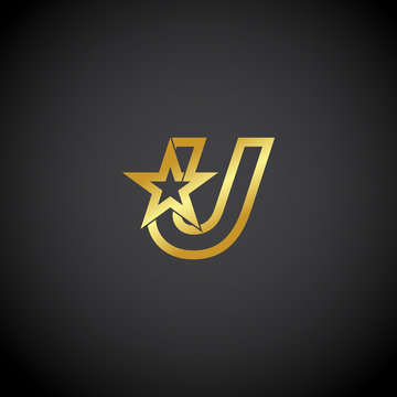 Letter U logo,Gold star sign Branding Identity Corporate unusual logo design template