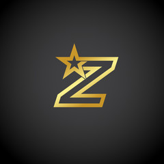 Letter Z logo,Gold star sign Branding Identity Corporate unusual logo design template