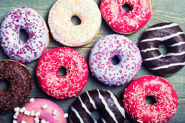 assorted donuts with chocolate