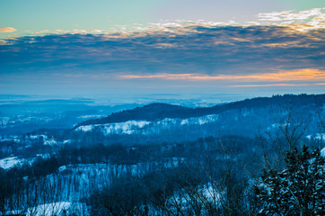 Winter landscape during sunset