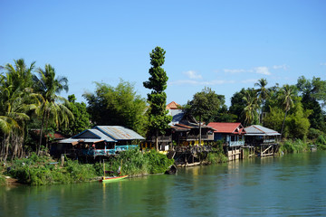 Houses on the bank of Mekong