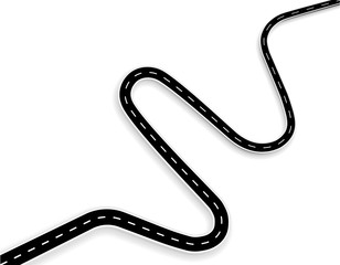 Winding road with white markings. 3d. illustration