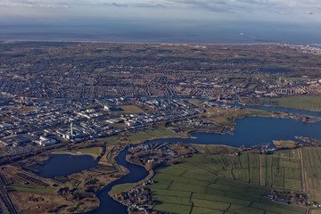 Aerial view to National Park Zuid-Kennemerland in Netherlands