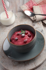 Whipped cranberry semolina porridge
