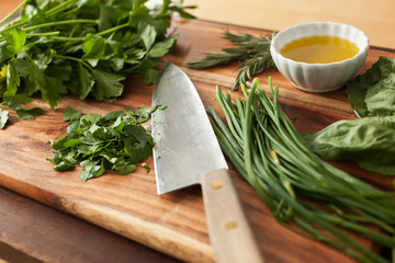 Basil, Flatleaf Parsley, Chives, Rosemary, and Olive Oil