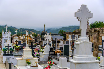 Catholic cemetery christian graveyard in galicia Spain