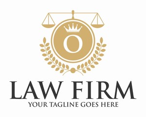 INITIAL O LAW FIRM WITH CROWN AND CREST LOGO TEMPLATE