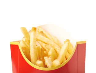 Fragment of a french fries snack isolated