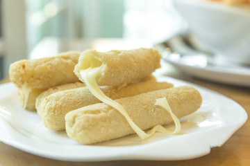 cheese sticks on a plate