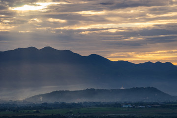 Beautiful sunrise at Mandalay city, Myanmar