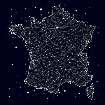 France. Map. Constellation. vector