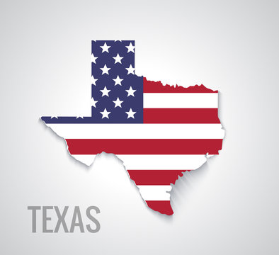 Map of Texas. Abstract vector map with flag of USA