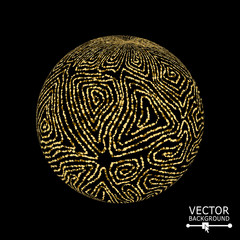 Sphere With Swirled Stripes. Vector Glowing Background