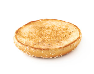 Single burger bun isolated