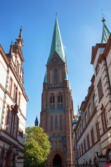 Blick von der Mecklenburgstraße auf den Dom von Schwerin, Mecklenburg-Vorpommern