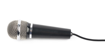 Black microphone with a cord isolated
