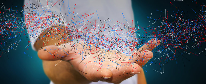 Man holding DNA structure in his hand
