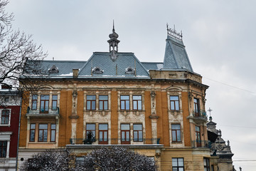 Fototapeta na wymiar historic building in the Gothic style Galician square in Lviv