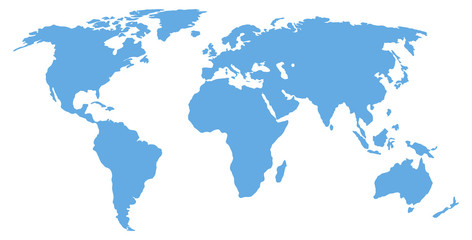 Fototapeta na wymiar blue world map silhouette