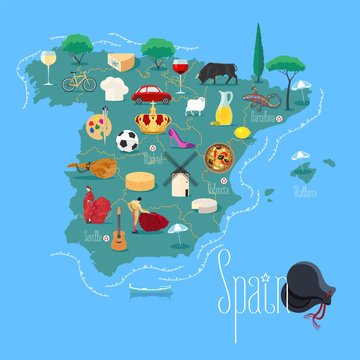 Map of Spain vector illustration, design element