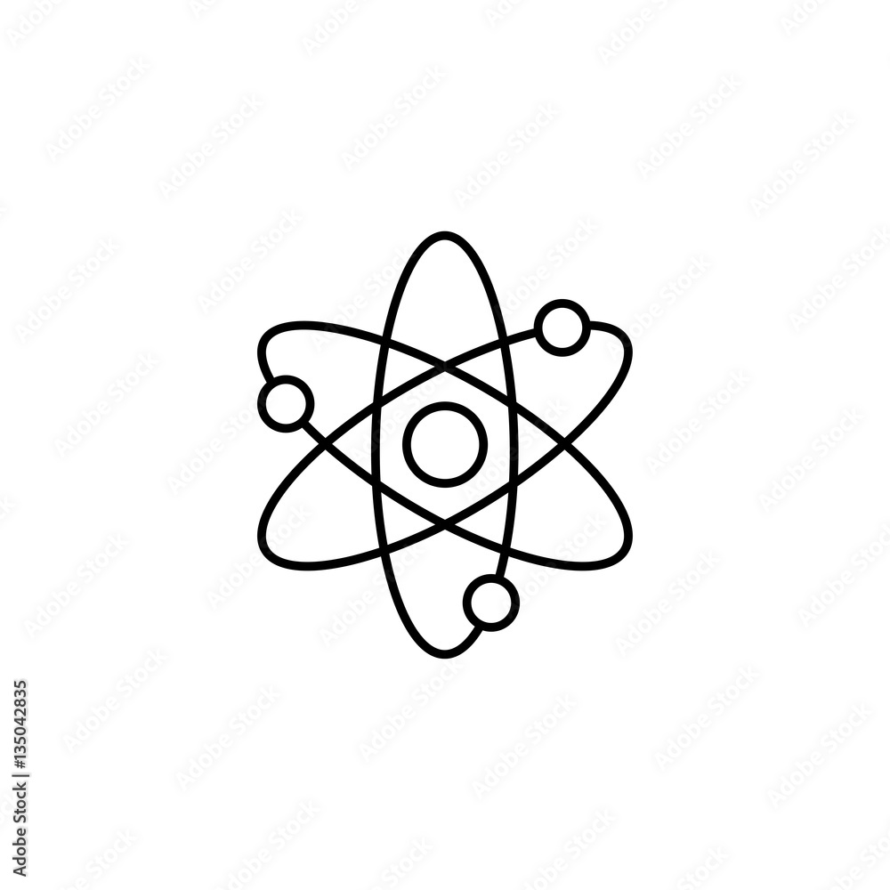 Poster atom and molecule line icon, education and school element, science vector graphics, a linear pattern