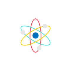 Atom and molecule flat icon, education and school element, science vector graphics, a colorful linear pattern on a white background, eps 10.