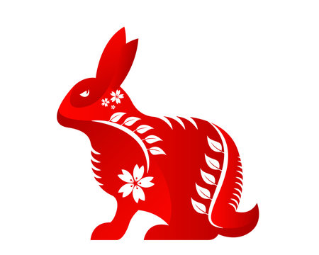 Modern Abstract Chinese Zodiac Animal Illustration, Rabbit