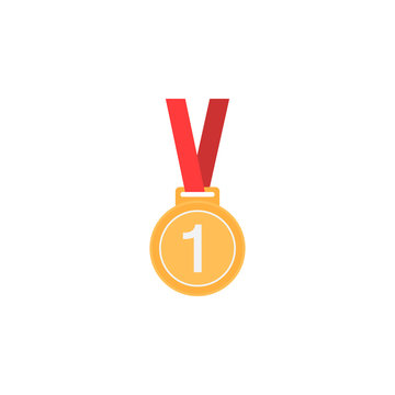 Medal flat icon, sport and school element, first place vector graphics, a colorful solid pattern on a white background, eps 10.