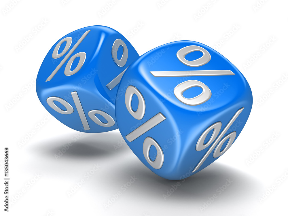 Poster dices with percent sign. image with clipping path