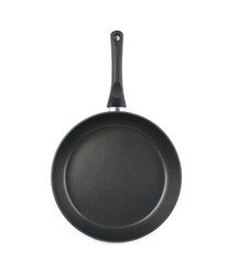 Metal black frying pan isolated