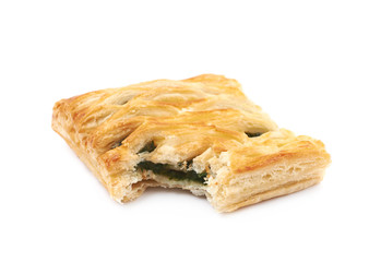 Spinach and cheese bun pastry isolated