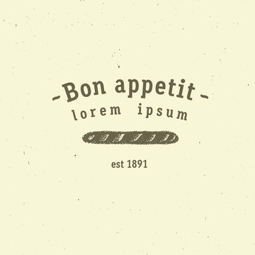 baguette logo. bread vintage design menu background