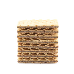 Pile of chocolate wafers isolated