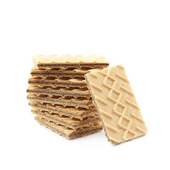 Pile of chocolate wafers isolated