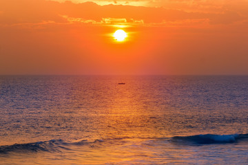 Tropical beach at beautiful sunset.