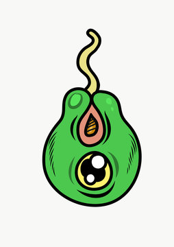 Green tiny microbe. Vector illustration