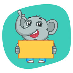 Elephant in Jeans Pants Holding Blank Paper