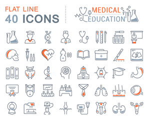 Set Vector Flat Line Icons Medical Education