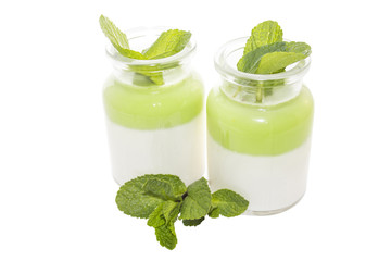 Mint Panna cotta in glass bank