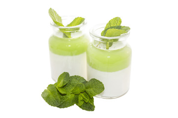 Mint Panna cotta in glass jar