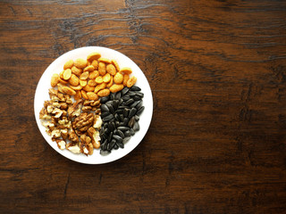 snacks on a plate on wooden floor