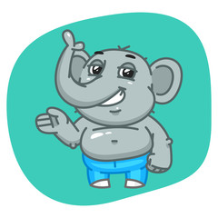 Elephant in Jeans Pants Shows and Smiling